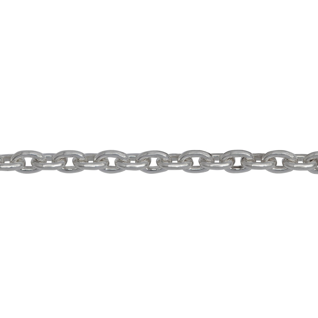 Chain by Foot. Sterling Silver 3.0mm Width by 4.2mm Length Cable Chain. Price per: 1 Foot.