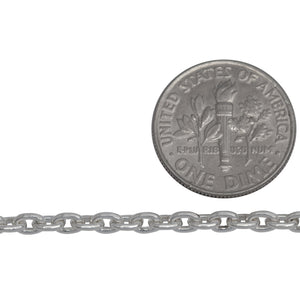 Sterling Silver 3.0mm Width by 4.2mm Length Cable Chain. Price per: 1 Foot.