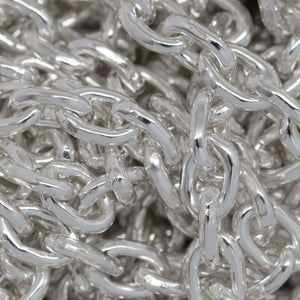 Sterling Silver 3.0mm Width by 4.2mm Length Cable Chain. Price per: 1 Foot.