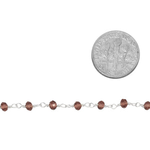 Brass Silver Plated 3.0mm to 4.0mm Width / Length Natural Hand Cut Garnet Gem Stone Chain. Price per: 1 Inch.