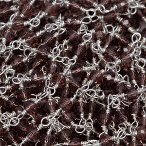 Brass Silver Plated 3.0mm to 4.0mm Width / Length Natural Hand Cut Garnet Gem Stone Chain. Price per: 1 Inch.