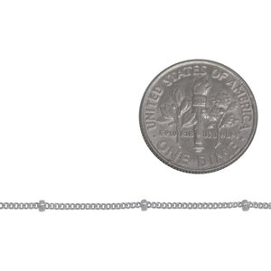 Sterling Silver 1.0mm Width by 1.9mm Length, Smooth Curb Chain with 1.9mm Roundel Bead, Satellite Chain. Price per: 1 Foot.