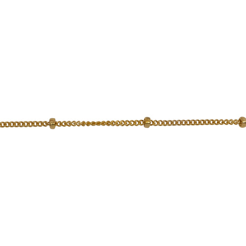 Chain by Foot. 14kt Gold Filled 1.0mm Width by 1.9mm Length, Smooth Curb Chain with 1.9mm Roundel Bead, Satellite Chain. Price per: 1 Foot.