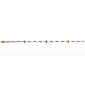 14kt Gold Filled - Rose Gold 1.0mm Width by 1.9mm Length, Smooth Curb Chain with 1.9mm Silver Roundel Bead, 2 Tone Satellite Chain. Price per: 1 Foot.