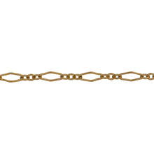 Load image into Gallery viewer, Chain by Foot. 14kt Gold Filled 3.2mm Width by 6.8mm Length Flat Elongated Diamond Link Followed by Three of 2.1mm Width by 2.6mm Length Small Oval Links, Long and Short Chain. Price per: 1 Foot.
