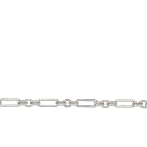 Chain by Foot. Sterling Silver 3.5mm Width by 10.0mm Length Elongated Oval Link Followed by Three of 3.7mm Width by 4.5mm Length Small Oval Links, Long and Short Chain. Price per: 1 Foot.