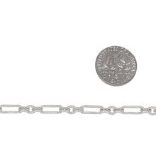 Load image into Gallery viewer, Sterling Silver 3.5mm Width by 10.0mm Length Elongated Oval Link Followed by Three of 3.7mm Width by 4.5mm Length Small Oval Links, Long and Short Chain. Price per: 1 Foot.
