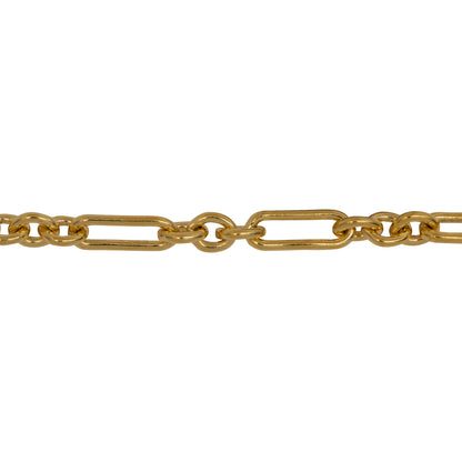 Chain by Foot. 14kt Gold Filled 3.5mm Width by 10.0mm Length Elongated Oval Link Followed by Three of 3.7mm Width by 4.5mm Length Small Oval Links, Long and Short Chain. Price per: 1 Foot.