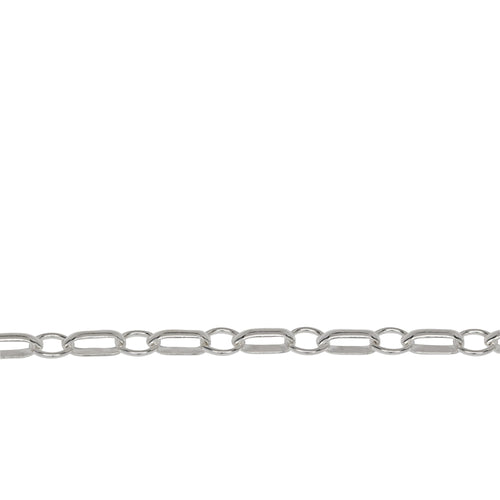 Chain by Foot. Sterling Silver 3.5mm Width by 7.7mm Length Oval Rolo Link Followed by 5.5mm Circle Link, South West Chain. Price per: 1 Foot.