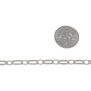 Sterling Silver 3.5mm Width by 7.7mm Length Oval Rolo Link Followed by 5.5mm Circle Link, South West Chain. Price per: 1 Foot.