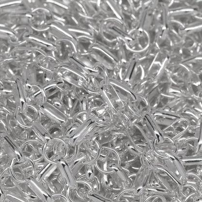 Sterling Silver 3.5mm Width by 7.7mm Length Oval Rolo Link Followed by 5.5mm Circle Link, South West Chain. Price per: 1 Foot.