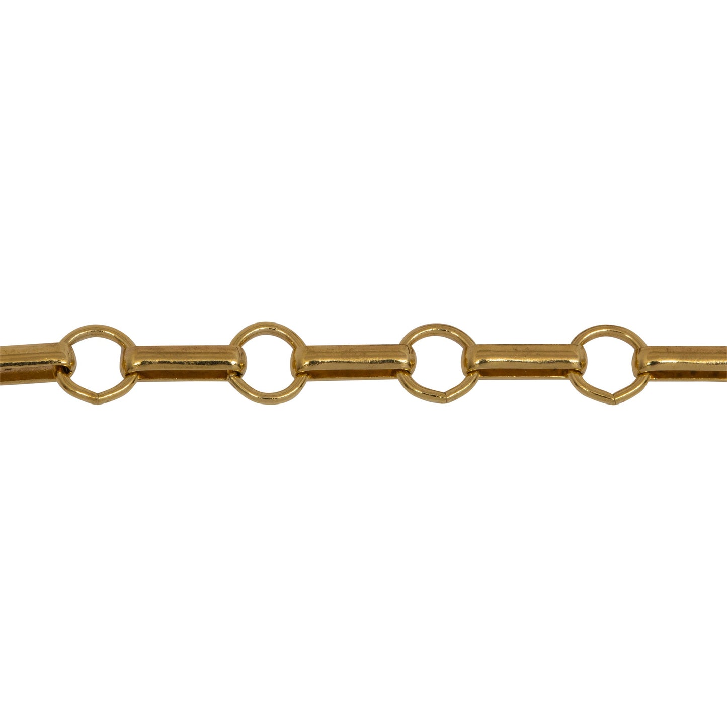 Chain by Foot. 14kt Gold Filled 3.5mm Width by 7.7mm Length Oval Rolo Link Followed by 5.5mm Circle Link, South West Chain. Price per: 1 Foot.