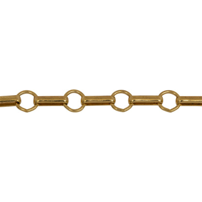 Chain by Foot. 14kt Gold Filled 3.5mm Width by 7.7mm Length Oval Rolo Link Followed by 5.5mm Circle Link, South West Chain. Price per: 1 Foot.