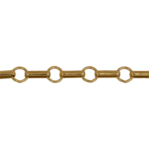 Chain by Foot. 14kt Gold Filled 3.5mm Width by 7.7mm Length Oval Rolo Link Followed by 5.5mm Circle Link, South West Chain. Price per: 1 Foot.