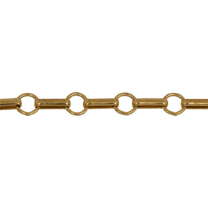 Chain by Foot. 14kt Gold Filled 3.5mm Width by 7.7mm Length Oval Rolo Link Followed by 5.5mm Circle Link, South West Chain. Price per: 1 Foot.