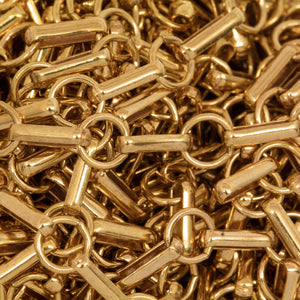 14kt Gold Filled 3.5mm Width by 7.7mm Length Oval Rolo Link Followed by 5.5mm Circle Link, South West Chain. Price per: 1 Foot.