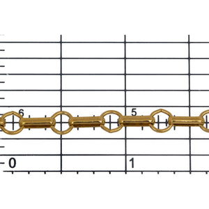 14kt Gold Filled 3.5mm Width by 7.7mm Length Oval Rolo Link Followed by 5.5mm Circle Link, South West Chain. Price per: 1 Foot.