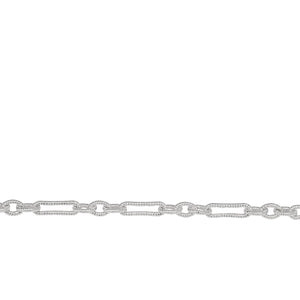 Chain by Foot. Sterling Silver 3.2mm Width by 10.0mm Length Twisted Elongated Oval Link Followed by 3.7mm Width by 4.9mm Length Three of Twisted Smaller Oval Links, Long and Short Chain. Price per: 1 Foot.