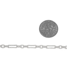 Load image into Gallery viewer, Sterling Silver 3.2mm Width by 10.0mm Length Twisted Elongated Oval Link Followed by 3.7mm Width by 4.9mm Length Three of Twisted Smaller Oval Links, Long and Short Chain. Price per: 1 Foot.
