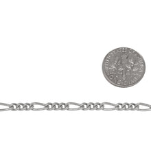 Load image into Gallery viewer, Sterling Silver 3.5mm Width by 8.2mm Length Long Oval Curb Link Followed by 3.3mm Width by 4.0mm Length Three Short Oval Curb Links, Figaro Chain. . Price per: 1 Foot.
