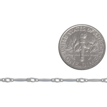 Load image into Gallery viewer, Sterling Silver 1.5mm Width by 9.5mm Length Dapped Bar Connected to 2.4mm Width by 2.9mm Length Closed Oval Link, Bar Chain. Price per: 1 Foot.
