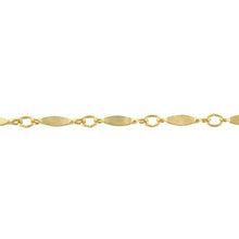 Load image into Gallery viewer, 14kt Gold Filled 1.5mm Width by 9.5mm Length Dapped Bar Connected to 2.4mm Width by 2.9mm Length Closed Oval Link, Bar Chain. Price per: 1 Foot.
