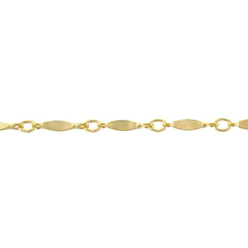 14kt Gold Filled 1.5mm Width by 9.5mm Length Dapped Bar Connected to 2.4mm Width by 2.9mm Length Closed Oval Link, Bar Chain. Price per: 1 Foot.