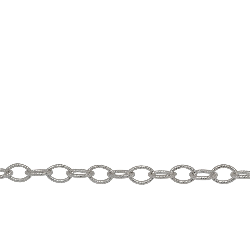 Chain by Foot. Sterling Silver 4.0mm Width by 5.7mm Length Twisted Wire Cable Chain. Price per: 1 Foot.