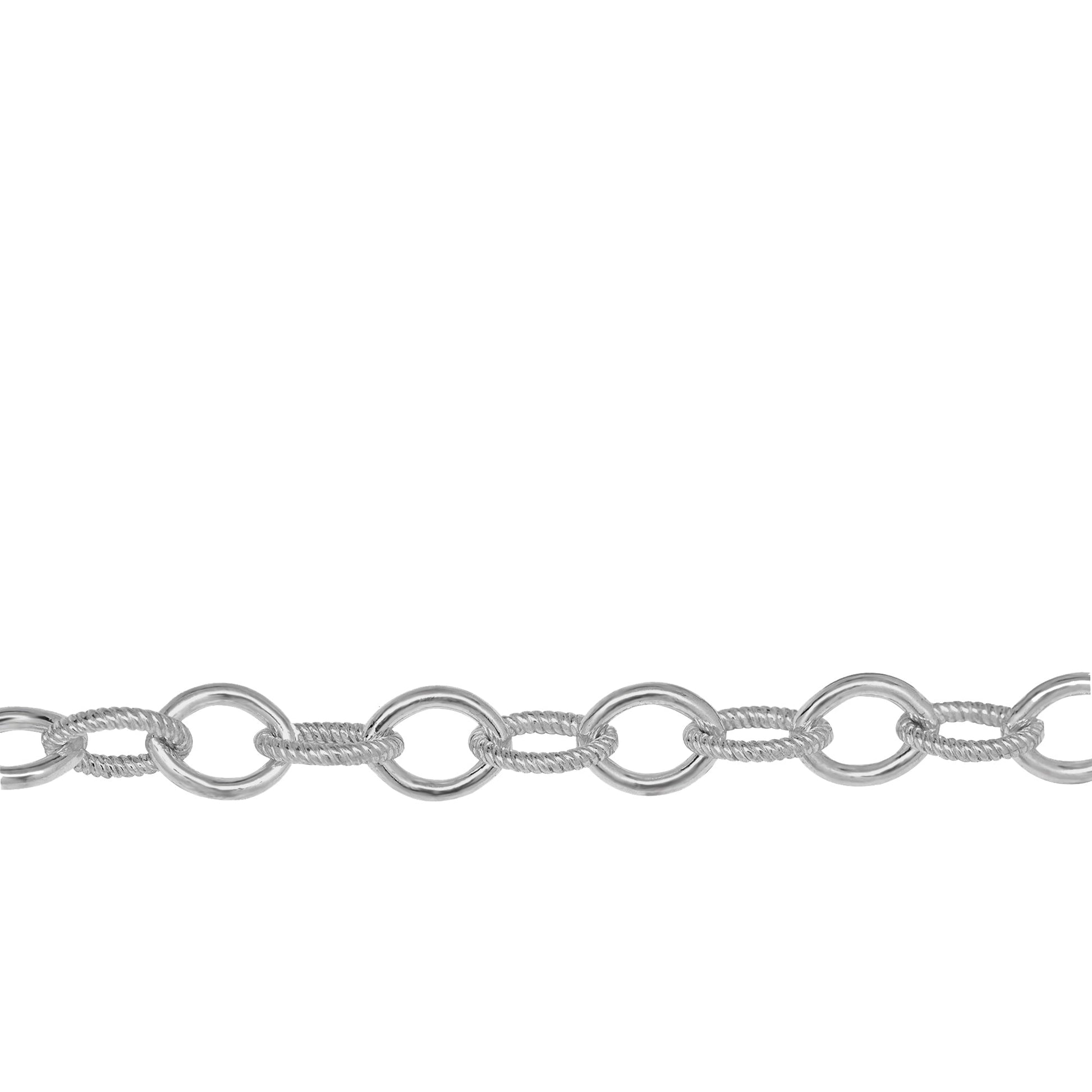 Chain by Foot. Sterling Silver 6.1mm Width by 8.1mm Length Twisted and Plain Wire Cable Chain. Price per: 1 Foot.