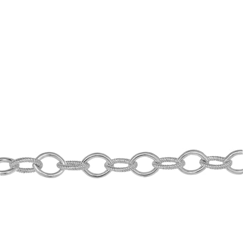 Chain by Foot. Sterling Silver 6.1mm Width by 8.1mm Length Twisted and Plain Wire Cable Chain. Price per: 1 Foot.