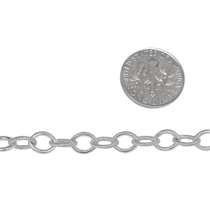 Sterling Silver 6.1mm Width by 8.1mm Length Twisted and Plain Wire Cable Chain. Price per: 1 Foot.