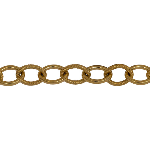 Chain by Foot. 14kt Gold Filled 6.1mm Width by 8.1mm Length Twisted and Plain Wire Cable Chain. Price per: 1 Foot.