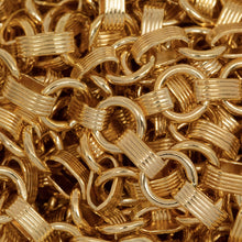 Load image into Gallery viewer, 14kt Gold Filled 2.3mm Width by 6.2mm Length Corrugated Oval Rolo Link Connected to 5.8mm Width by 6.2mm Length Closed ring, South West Long and Short Chain. Price per: 1 Foot.
