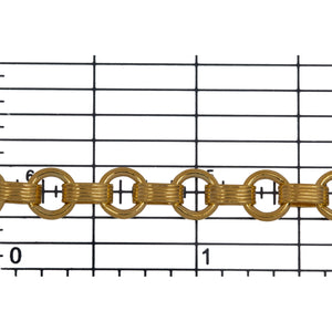 14kt Gold Filled 2.3mm Width by 6.2mm Length Corrugated Oval Rolo Link Connected to 5.8mm Width by 6.2mm Length Closed ring, South West Long and Short Chain. Price per: 1 Foot.