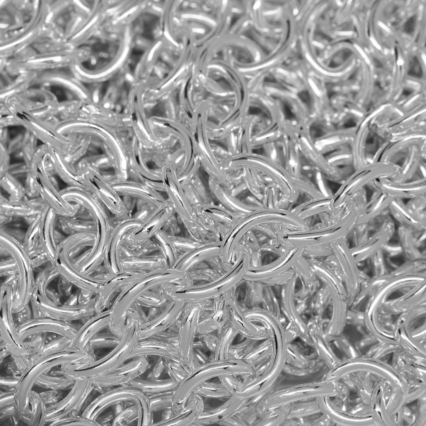 Sterling Silver 5.7mm Width by 7.8mm Length, Cable Chain. Price per: 1 Foot.