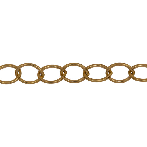 Chain by Foot. 14kt Gold Filled 6.3mm Width by 8.5mm Length, Cable Chain. Price per: 1 Foot.