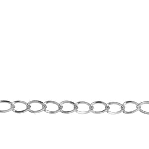 Chain by Foot. Sterling Silver 5.4mm Width by 8.3mm Length, Flat Curb Chain. Price per: 1 Foot.