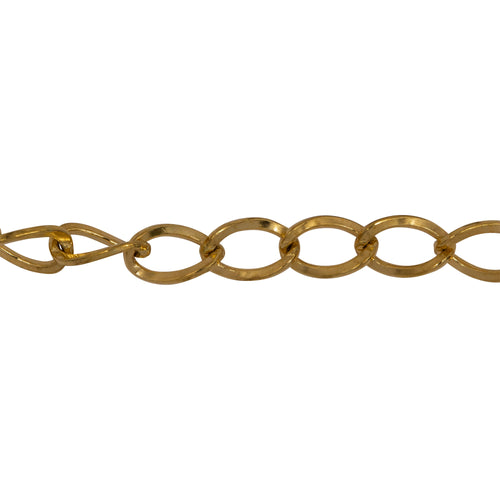 Chain by Foot. 14kt Gold Filled 5.4mm Width by 8.3mm Length, Flat Curb Chain. Price per: 1 Foot.