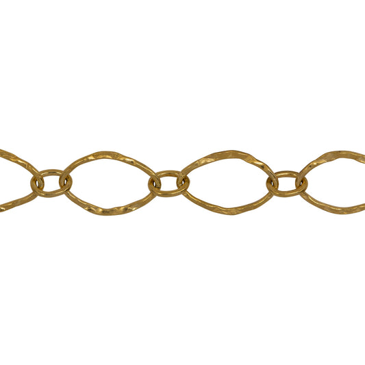 Chain by Foot. 14kt Gold Filled 7.0mm Width by 11.0mm Length, Larger Hammered Oval Link Connected to 3.4mm Width by 4.6mm Length Smaller Smooth Oval Link, Long and Short Chain. Price per: 1 Foot.