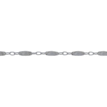 Load image into Gallery viewer, Chain by Foot. Sterling Silver 1.8mm Width by 5.0mm Length, Dapped Bar Link Connected to 1.3mm Width by 1.5mm Length Three Smaller Oval Links, Long and Short Chain / Bar Chain. Price per: 1 Foot.
