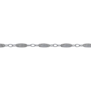 Chain by Foot. Sterling Silver 1.8mm Width by 5.0mm Length, Dapped Bar Link Connected to 1.3mm Width by 1.5mm Length Three Smaller Oval Links, Long and Short Chain / Bar Chain. Price per: 1 Foot.