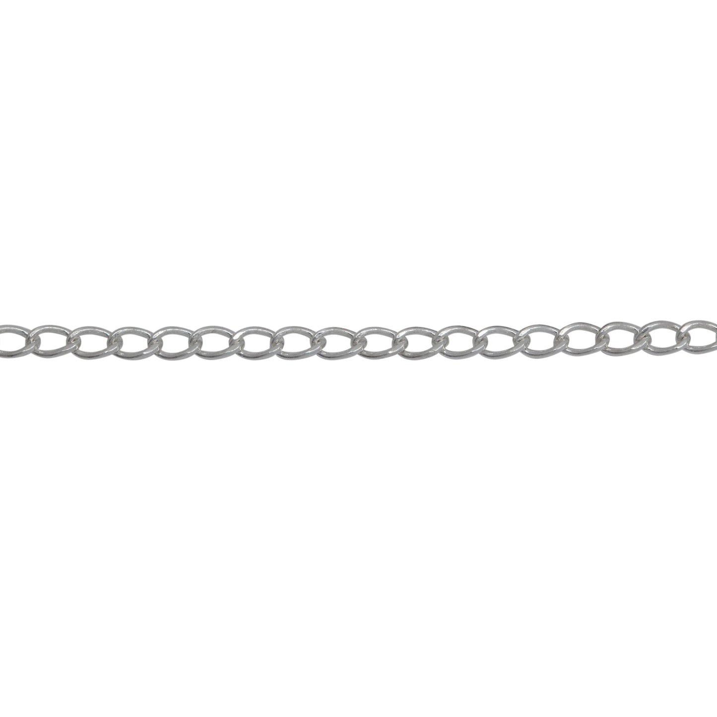 Chain by Foot. Sterling Silver 1.8mm Width by 2.9mm Length, Smooth Curb Chain. Price per: 1 Foot.