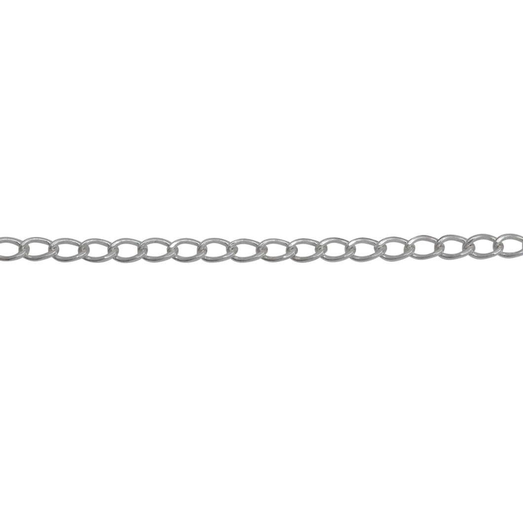 Chain by Foot. Sterling Silver 1.8mm Width by 2.9mm Length, Smooth Curb Chain. Price per: 1 Foot.