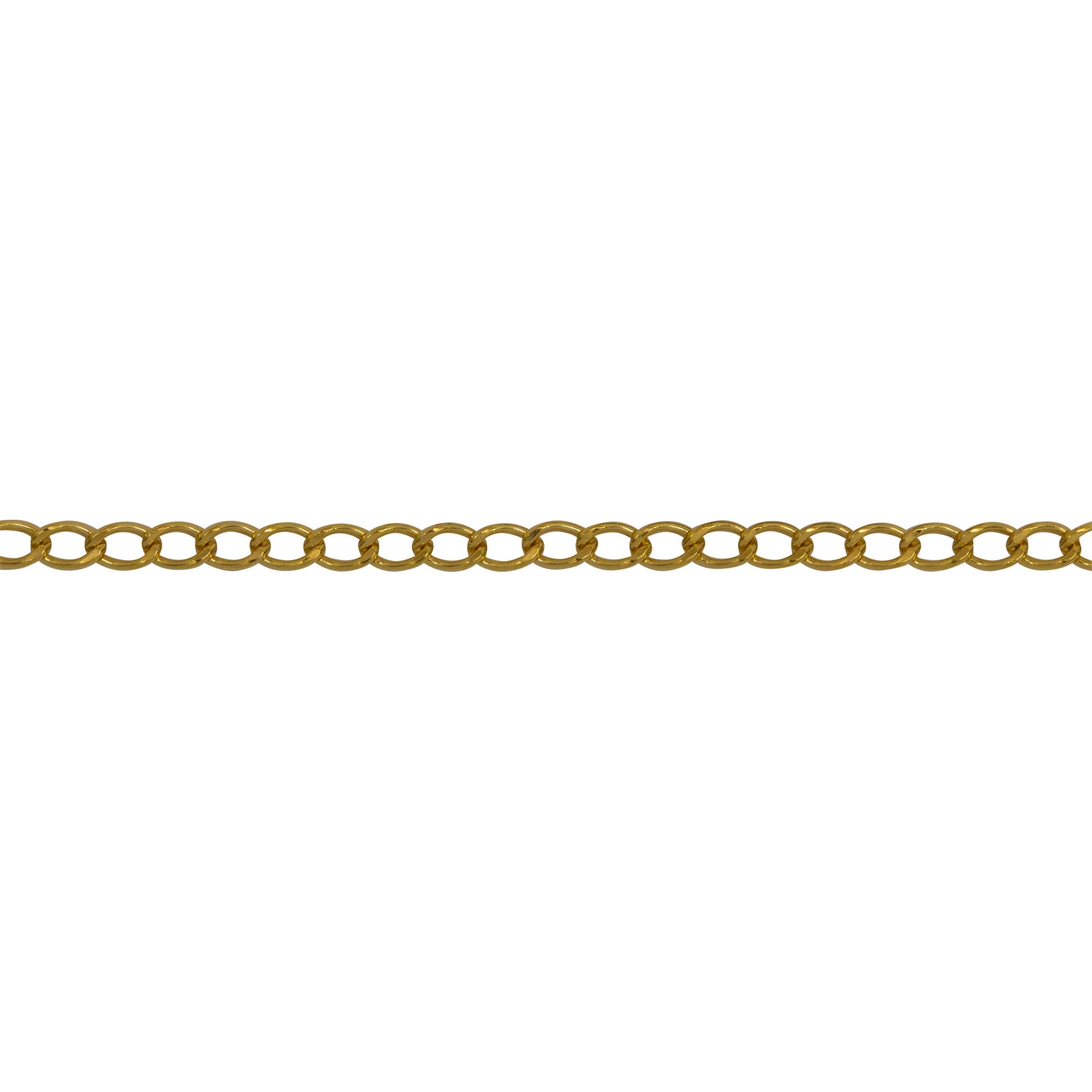 Chain by Foot. 14kt Gold Filled 1.8mm Width by 2.9mm Length, Smooth Curb Chain. Price per: 1 Foot.