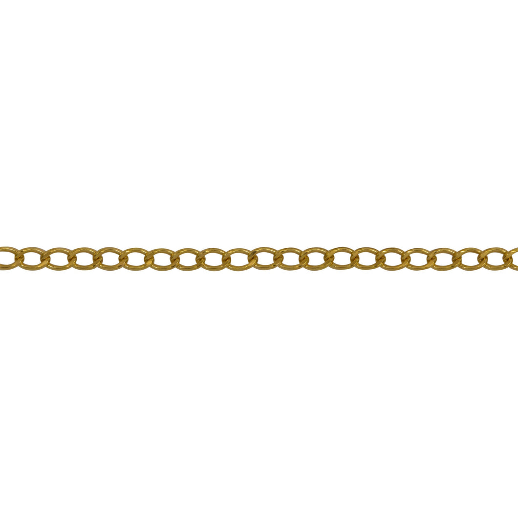 Chain by Foot. 14kt Gold Filled 1.8mm Width by 2.9mm Length, Smooth Curb Chain. Price per: 1 Foot.