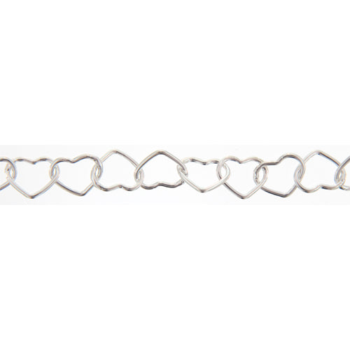 Sterling Silver 7.75mm Width by 9.70mm Length, Smooth Heart Chain. Price per: 1 Foot.
