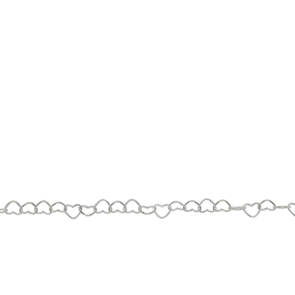 Chain by Foot. Sterling Silver 3.0mm Width by 3.8mm Length, Heart Chain. Price per: 1 Foot.