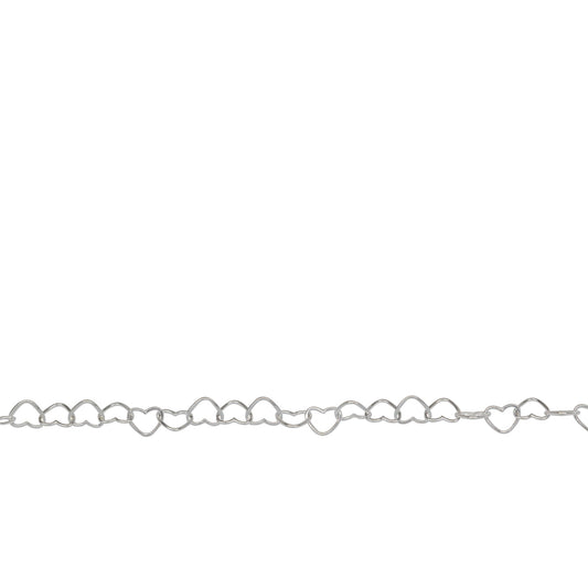 Chain by Foot. Sterling Silver 3.0mm Width by 3.8mm Length, Heart Chain. Price per: 1 Foot.
