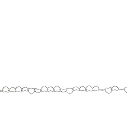 Chain by Foot. Sterling Silver 3.0mm Width by 3.8mm Length, Heart Chain. Price per: 1 Foot.