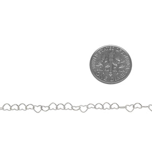 Sterling Silver 3.0mm Width by 3.8mm Length, Heart Chain. Price per: 1 Foot.